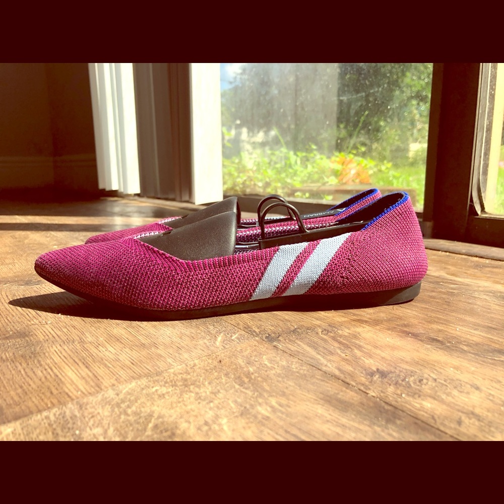 EUC Rothy’s Magenta Racine Stripe Points 7.5